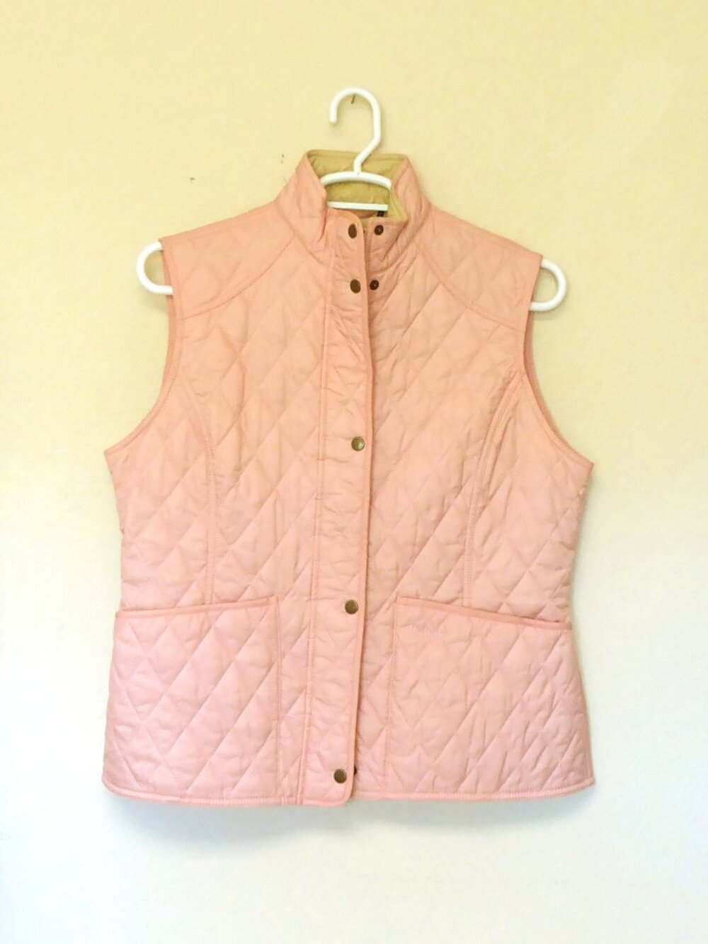 Barbour light pink diamond quilted summer liddesdale gilet vest size 14